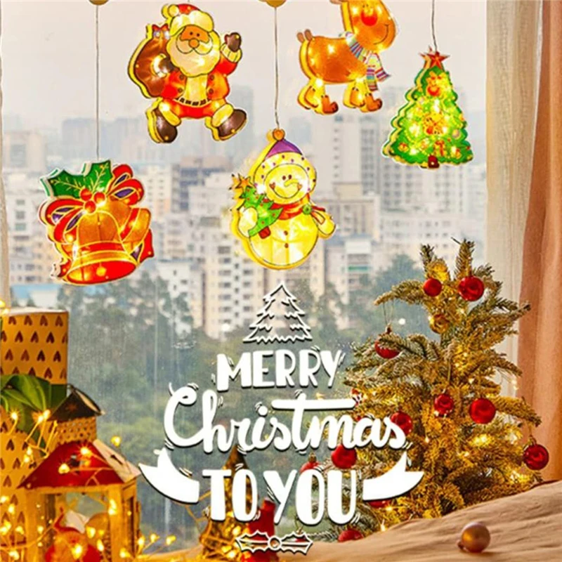 

Christmas Sucker Lights LED Decorative Novelty Sucker 3D Lights Window Silhouette Christmas Tree Santa Snowman with Suction Cup