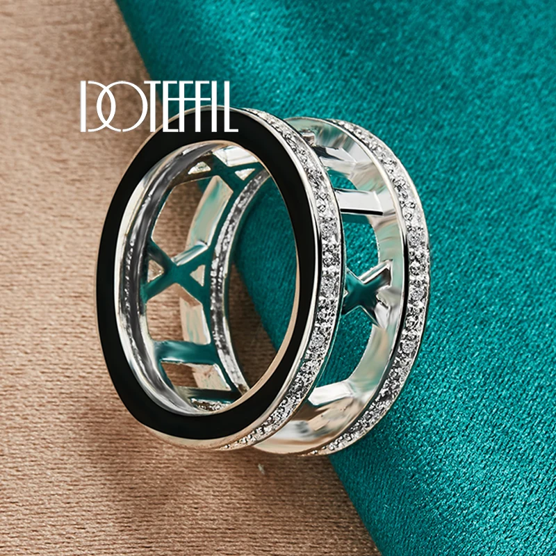 Кольцо DOTEFFIL из стерлингового серебра 925 пробы с римскими цифрами и фианитами