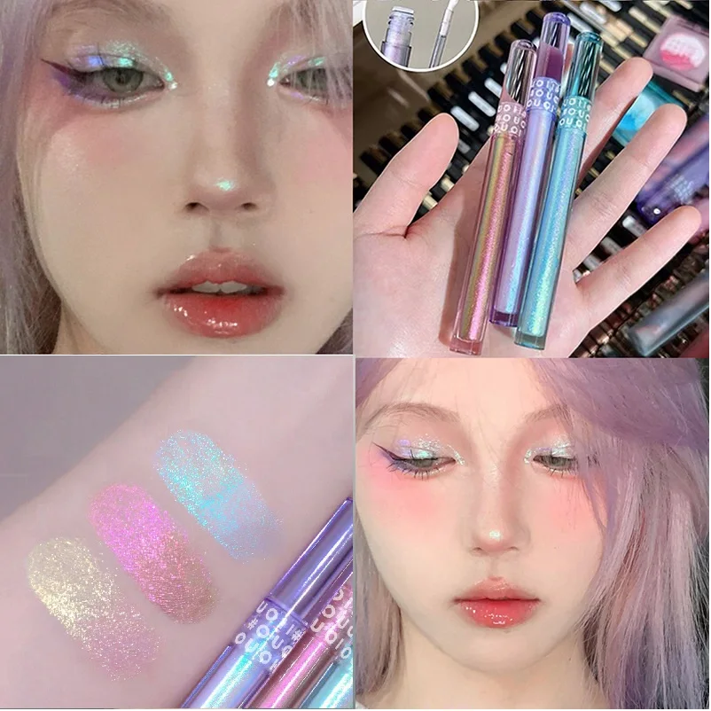 

Glitter Liquid Eye Shadow Shimmer Eyeshadow Stick Shine Highlighter Pencil Metal Bright Party Women Makeup Luminous Cosmetics