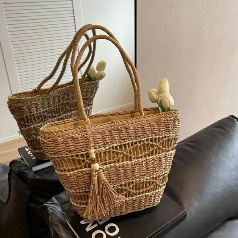 New Hand-woven Beach Bag Handbag Fashion Women's Hollow Large Capacity Shoulder Bag Ladies Beach High-quality Messenger Bags