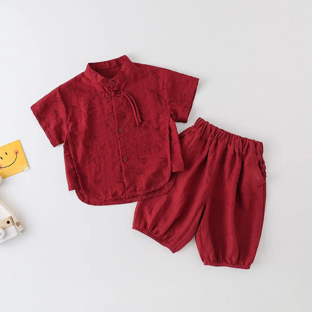 Улучшенная одежда ханьфу в китайском стиле для мальчиков с короткими рукавами