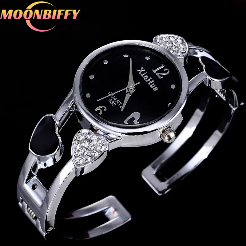 

2022 XINHUA Fashion Watches Women Stainless Steel Bracelet Bangle Flower Lover Heart Shape Wristwatches Female Clock Relogios