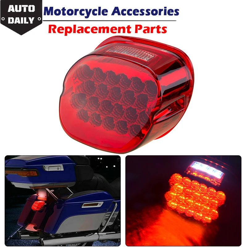 

Motorcycle Tail Brake Light Universal Fit For Harley Dyna Sportster XL Softail Touring 1999-Later Rear License Light Indicator