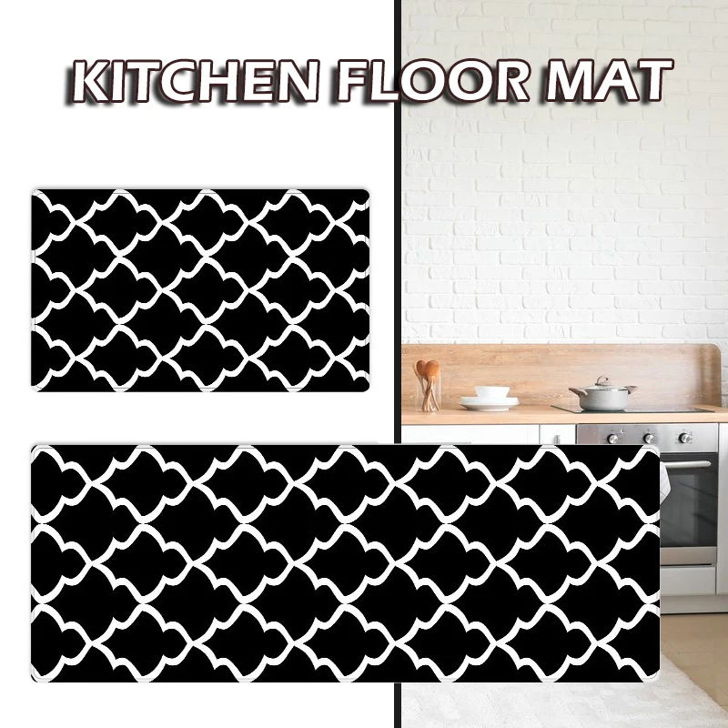 

Kitchen Floor Mat Memory Foam Rugs PVC Anti Fatigue Non-Slip Mats Easy To Clean Entrance Floor Mat For Kitchen Home Grey