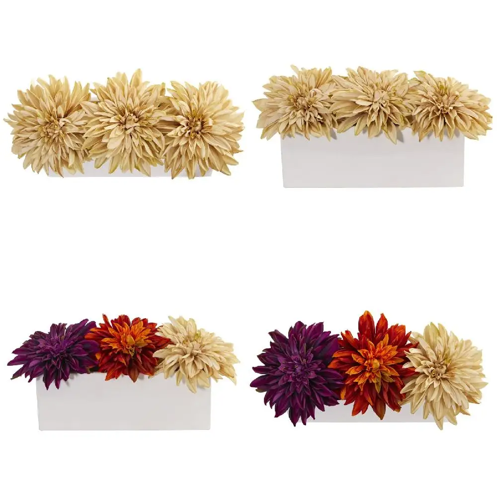 

: Unique Beautiful Fake Flowers Unique and Beautiful Artificial Flower Arrangement in White Planter - Perfect Decor for Home and