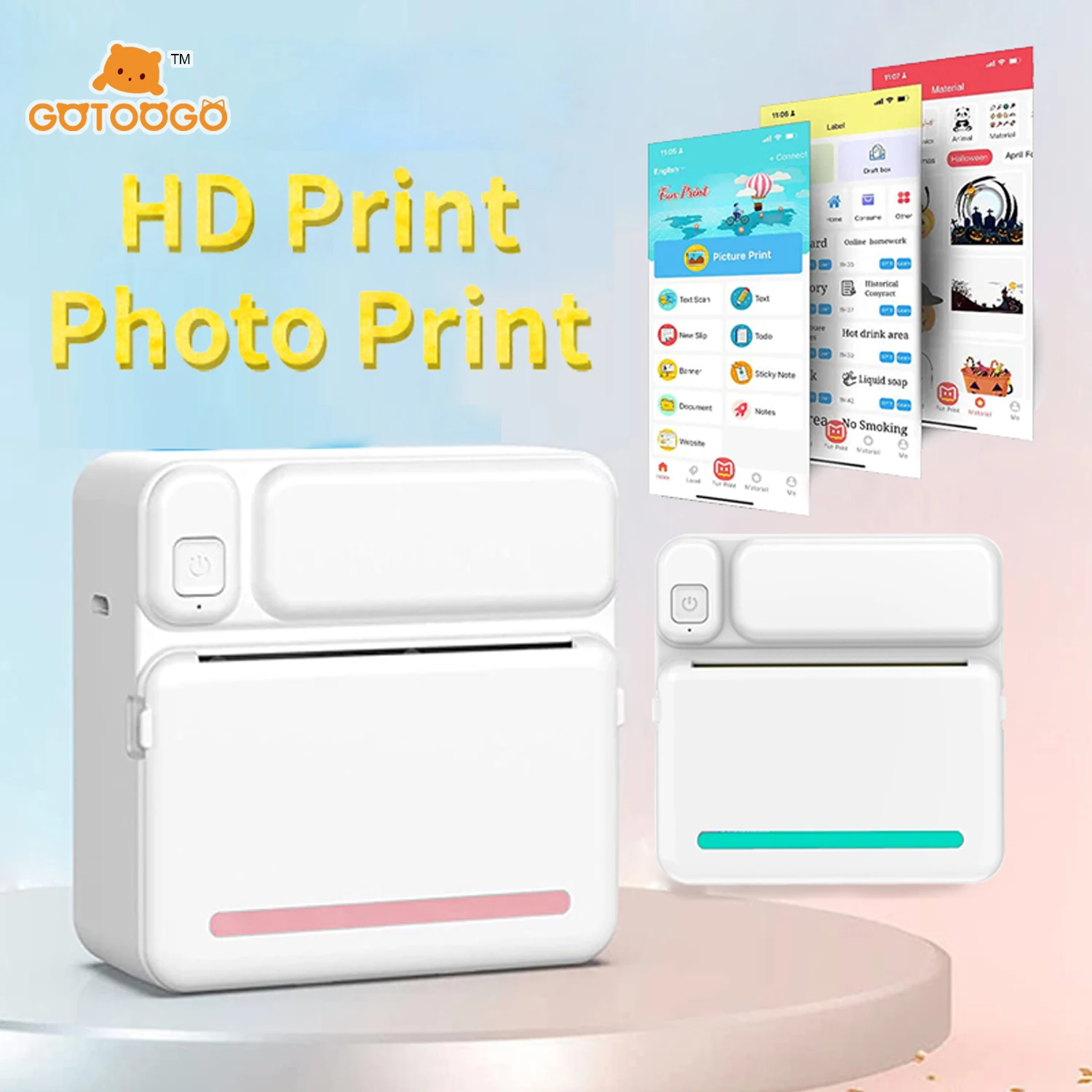 Портативный термопринтер BT: печать фотографий этикеток и учебных примечаний