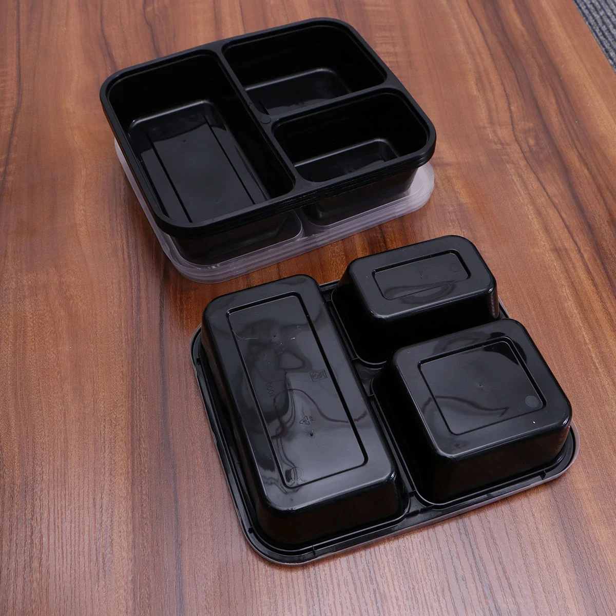 

4 Pcs 3-Compartment Meal Prep Containers with Lids Stackable Food Storage Box Microwave Safe
