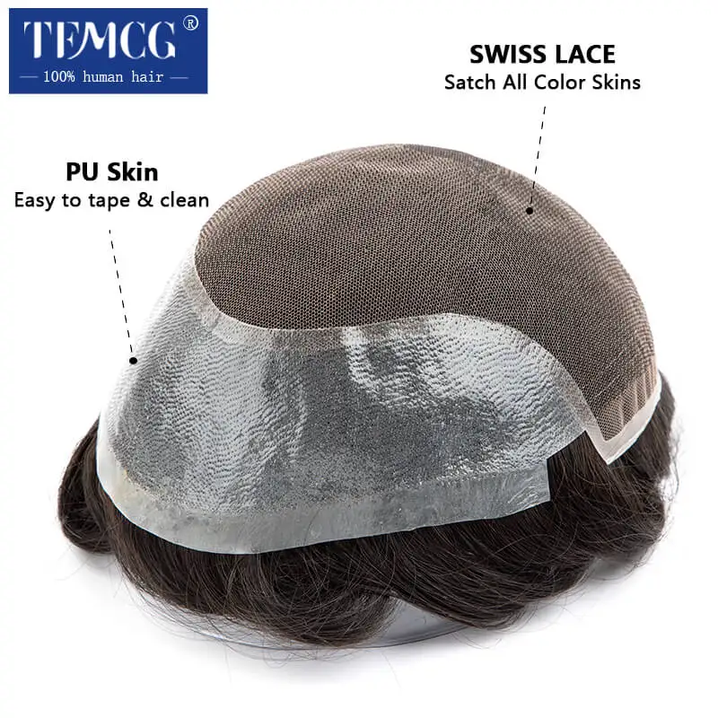 Мужской протез волос индивидуальный парик для мужчин из 100% человеческих