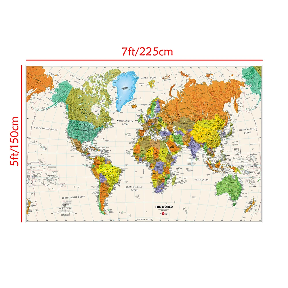 Карта мира на английском языке 150x225 см складная карта декоративная подвесная