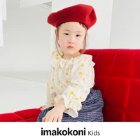 imakokoni kids 2022 original childrens clothing yellow spring flower pullover lace collar shirt long sleeve 22814