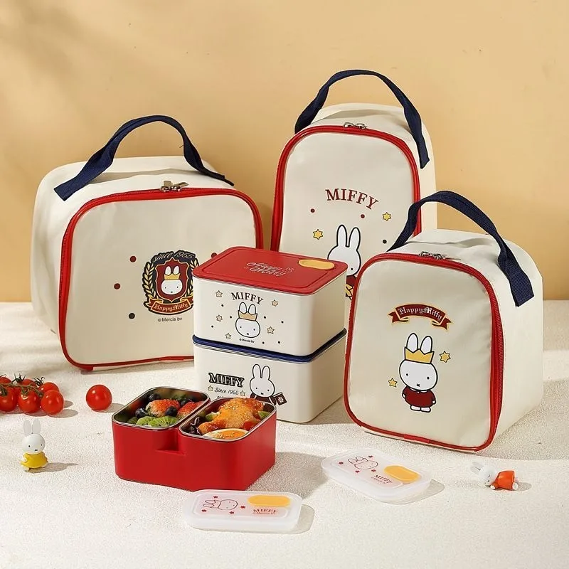 Фото Новый милый ланч-бокс Miffy с изоляцией, квадратный, с крышкой, для студентов и офисных работников, коробка для еды, мультяшный бенто-бокс, милый подарок для мальчиков и девочек №3
