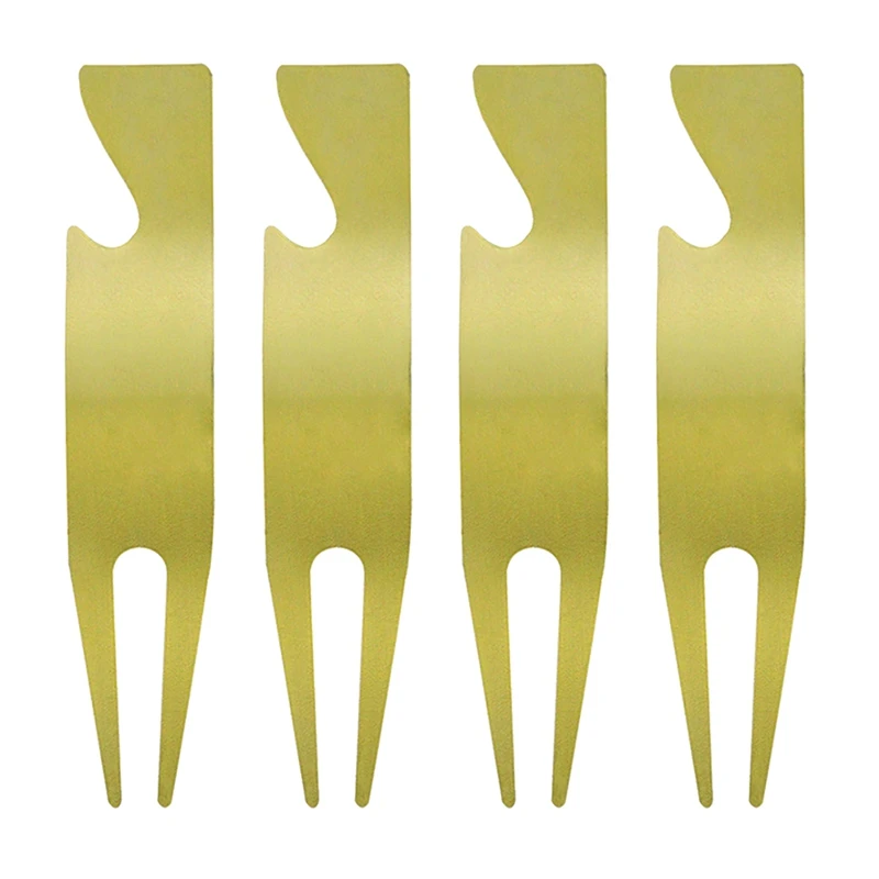 

Golf Divot Repair Tool Portable Golfer Fork Curved Spit Tools Durable Lightweight Groove Cleaner For Men Women Golfers Gold