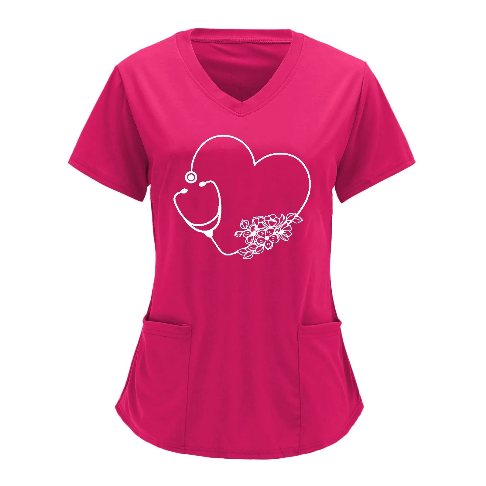 

Women V Neck Solid Color Overalls Partial Positioning Printing Solid Color Short Sleeve Top Overalls Top