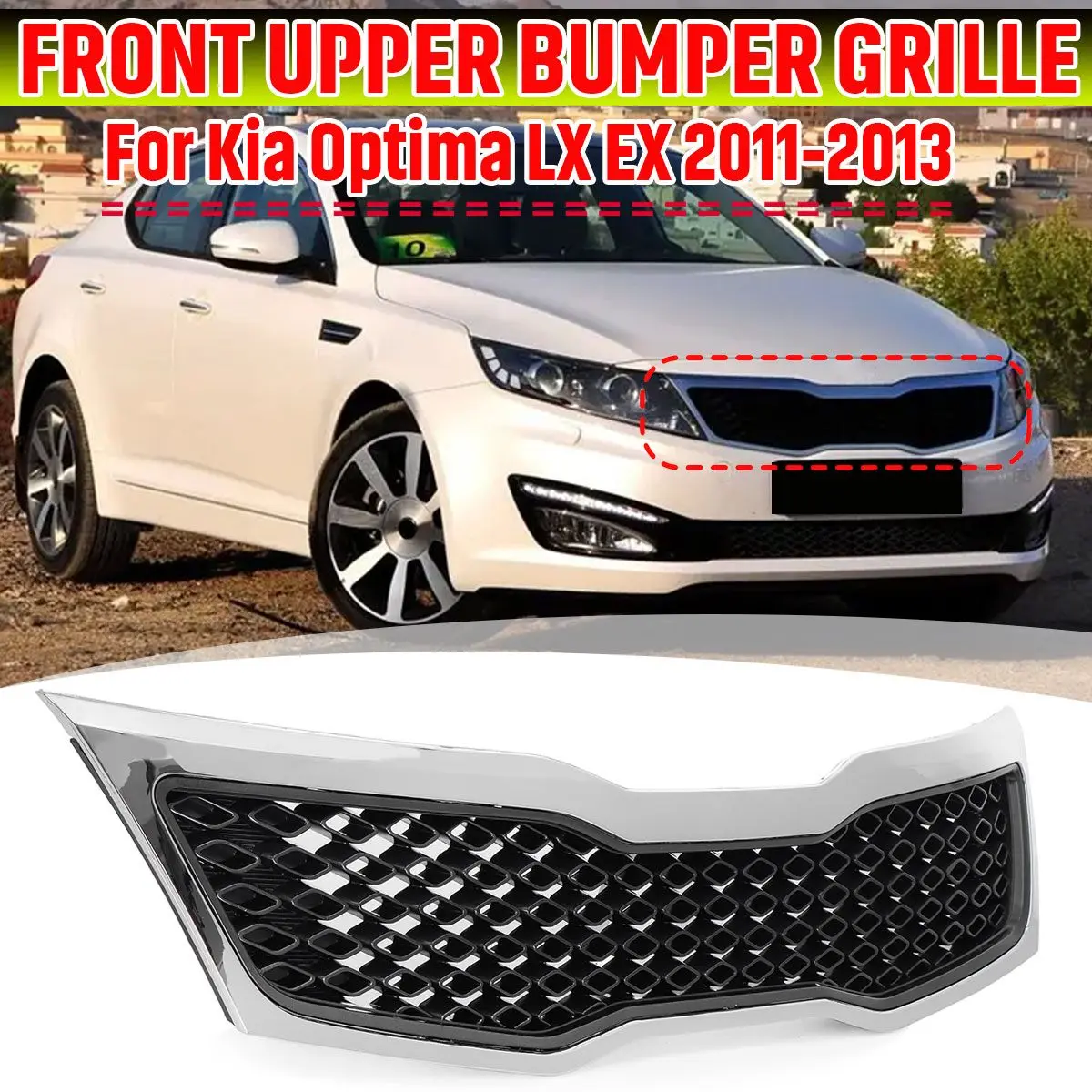 

New Car Front Bumper Upper Grill Grille For Kia Optima LX EX 2011 2012 2013 Front Centre Radiator Grille Mesh Racing Grills