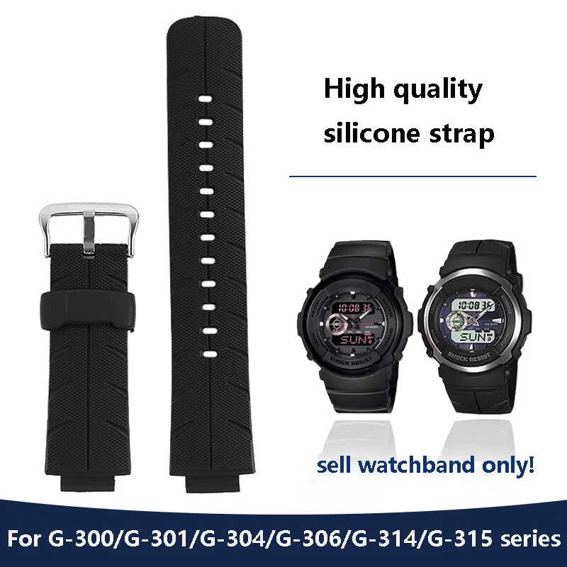 Высококачественный силиконовый ремешок для Casio G-300/G-301/G-304/G-306/G-314 аксессуары 16 мм