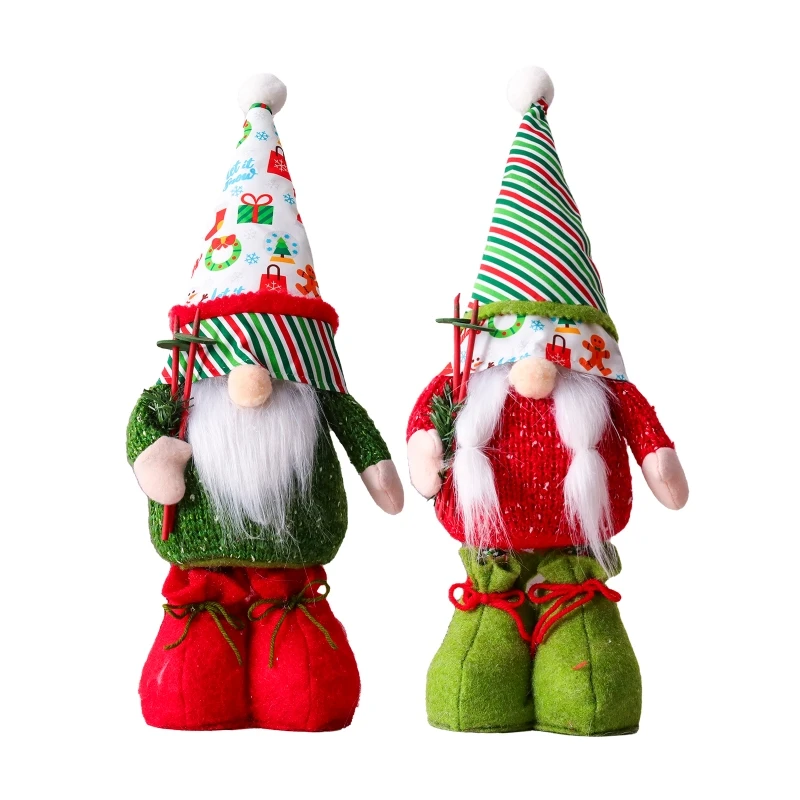 

Exquisite Standing Christmas Gnomes Rudolph Doll with Retractable Legs Faceless Doll Ornaments Gifts for Housewarming