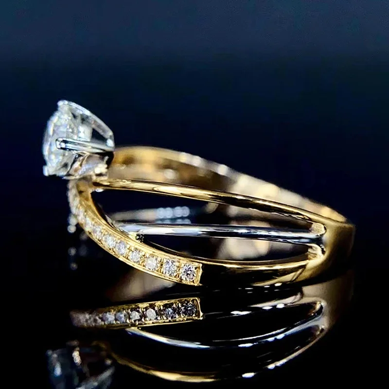 Huitan современные модные свадебные обручальные кольца двухцветные с крестом и