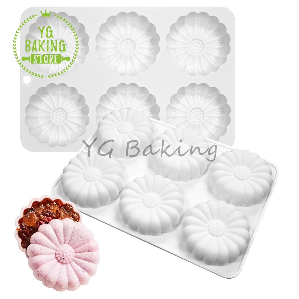 Dorica силиконовая форма для торта 6 полостей 3D ромашка