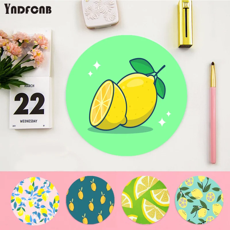 

Cute Lemons Mousepad Round Custom Skin Desktop Desk Mat Kawaii Gaming Accessories Writing Pad Mouse Pad Padmouse Desk Play Mats