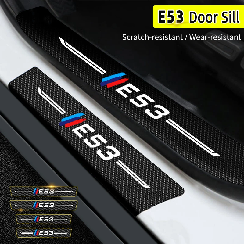 

4PCS Car Threshold Stickers For BMW E53 Logo Anti Scratch Door Sill Protector Protection Carbon Fiber Stylin Auto Accessories