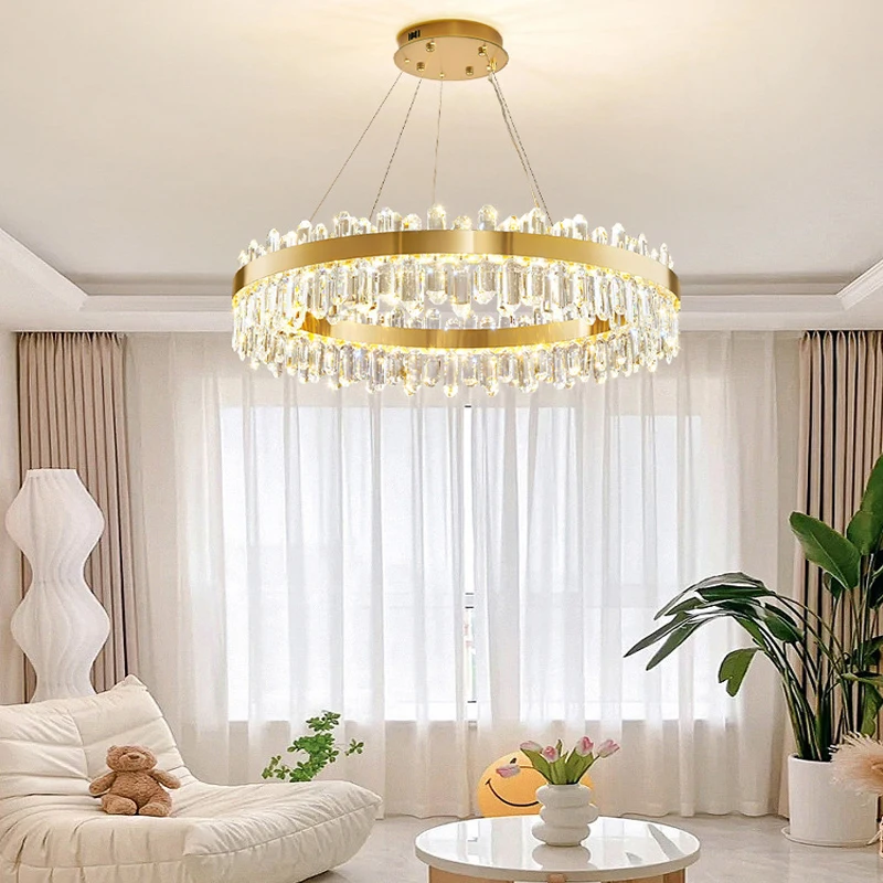 

Хрустальная люстра, роскошная современная простая атмосфера, светильник для дома, гостиной, спальни, столовой