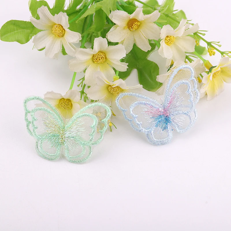 

10 Pcs Colorful Organza Double Layer Butterfly Patches 5CM Embroidered Butterfly Decal DIY Embroidered Patches Clothing Supplies