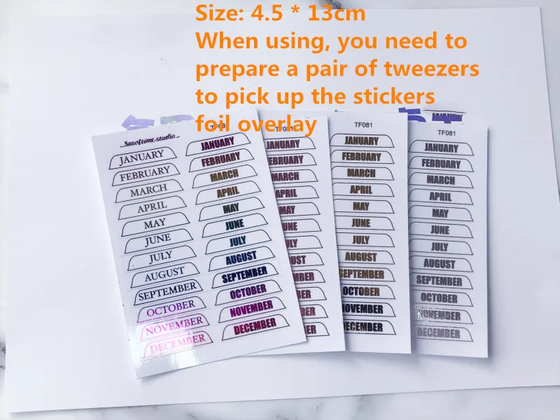

Month English label foil overlay Decorative Sticker DIY Stationery sticker Scrapbooking album Stickers