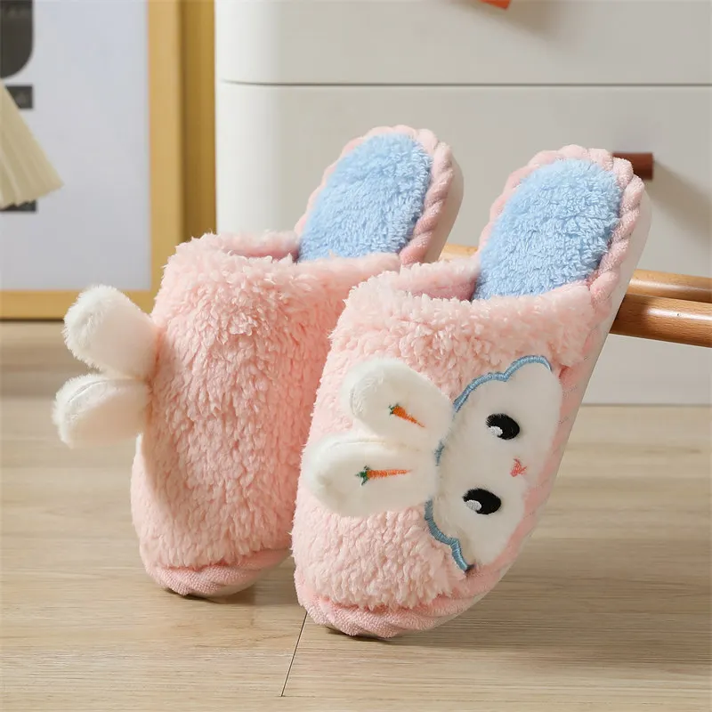 Rabbit Bear Slipper Womens Winter Warm Home Kawaii Cartoon Plush Contton Indoor Funny Cute Fuzzy House Floor Shoes Female