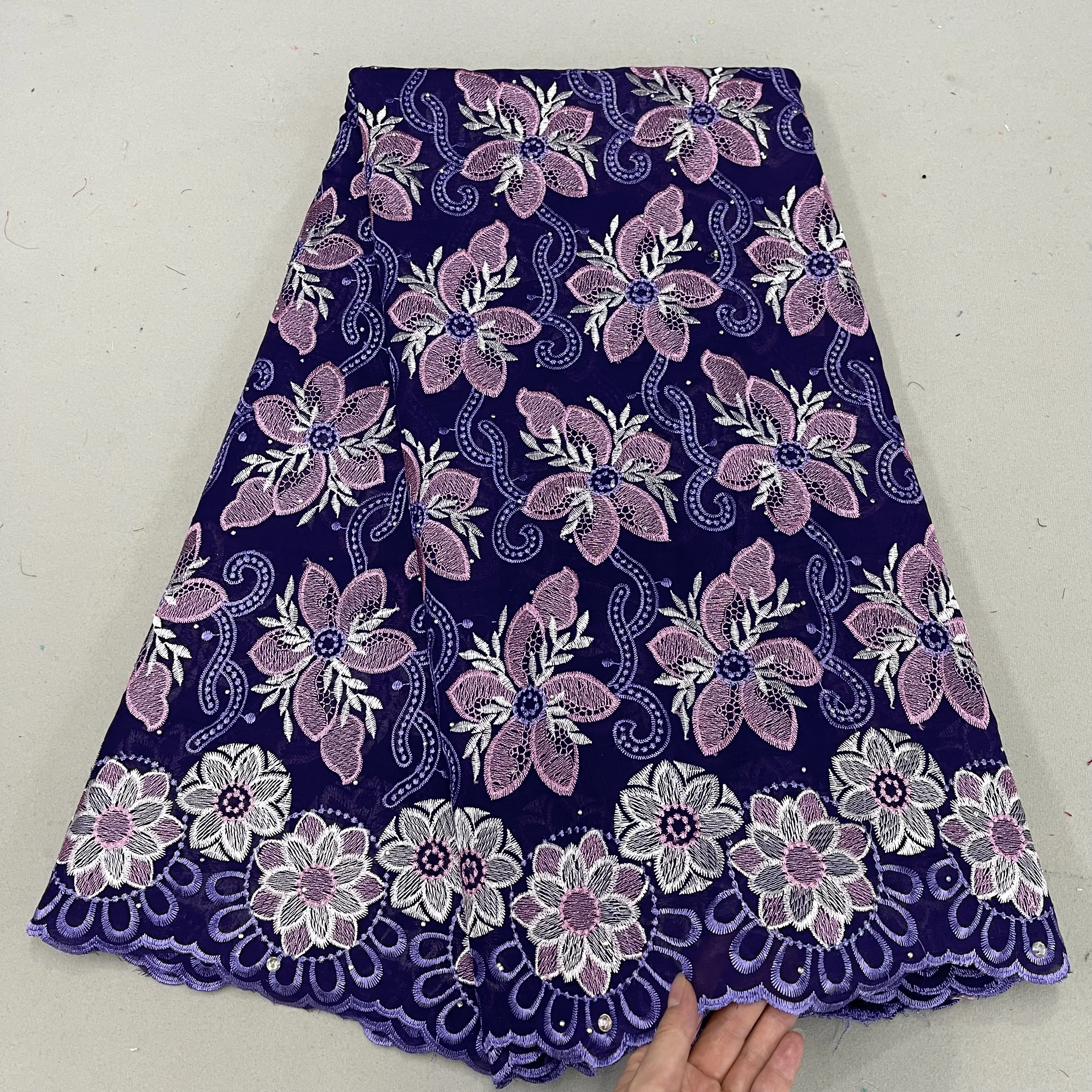

African Lace Fabric 2022 High Quality Embroidery For Women Wedding Dresses Brocade Luxury Cotton Lace Fabrics Nigerian 5 Yards