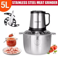 800w 5l electric meat mixer blender grinder 3speed stainless steel electric chopper automatic mincing machine quiet food blender