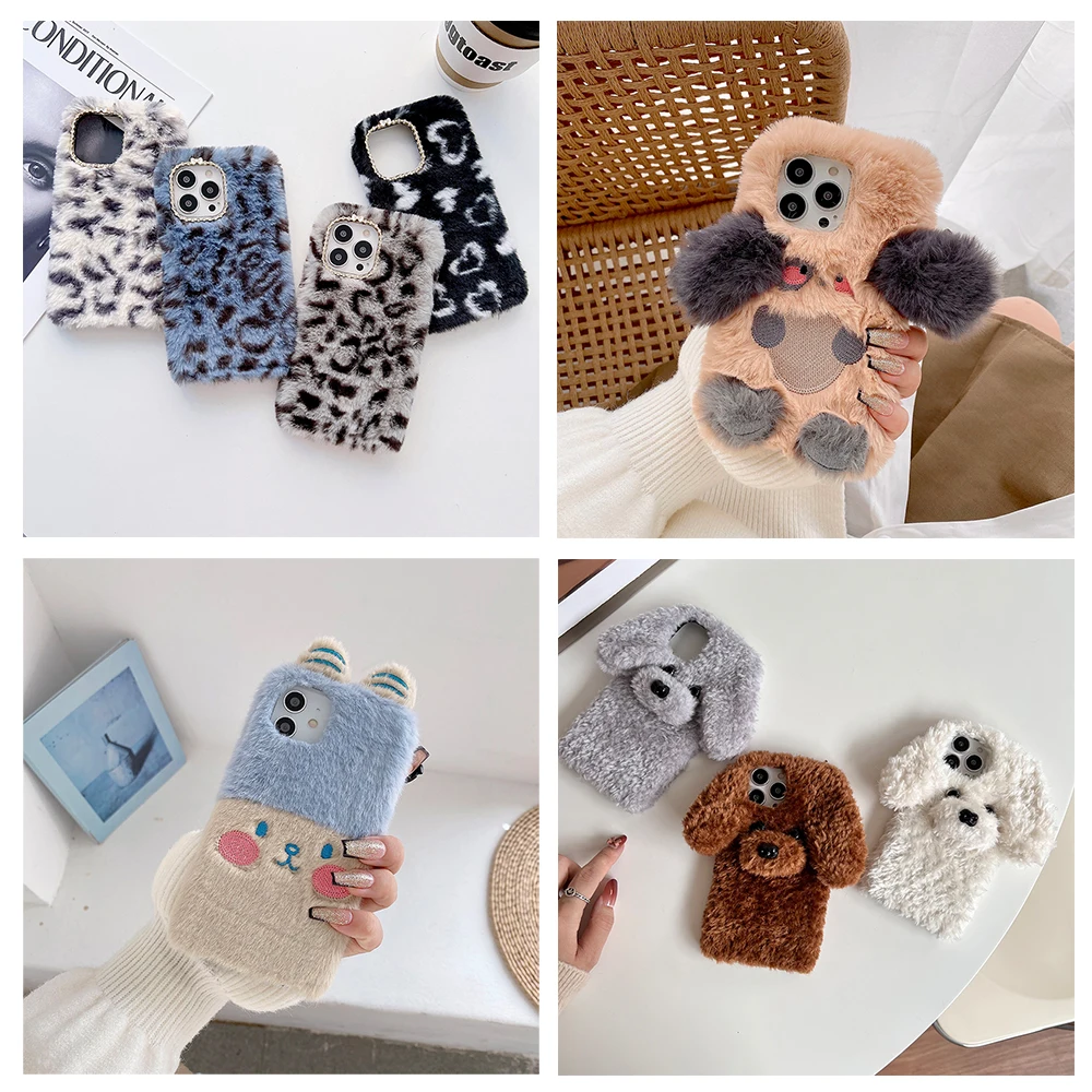 

Plush Case Furry Dog Fur Case For Samsung Galaxy J2 J3 J4 Core J5 J6 Plus J7 Pro Prime J8 2016 2017 2018 Dog Soft Silicone Cover