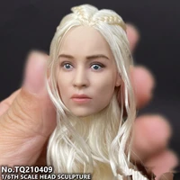 16 female head sculpt movie star daenerys stormborn thrones emilia clarke blonde dragon curly hair fit 12 ph tbleague body