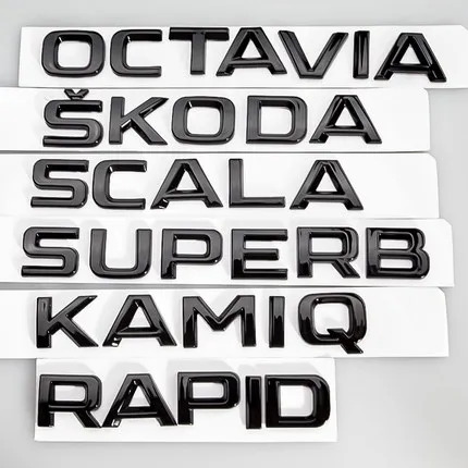 

Black Trunk Nemaplate Badge Decals Emblem For SKODA RAPID YETI FABIA SUPERB KAMIQ KODIAQ OCTAVIA KAROQ SCALA Rear 4X4 Sticker