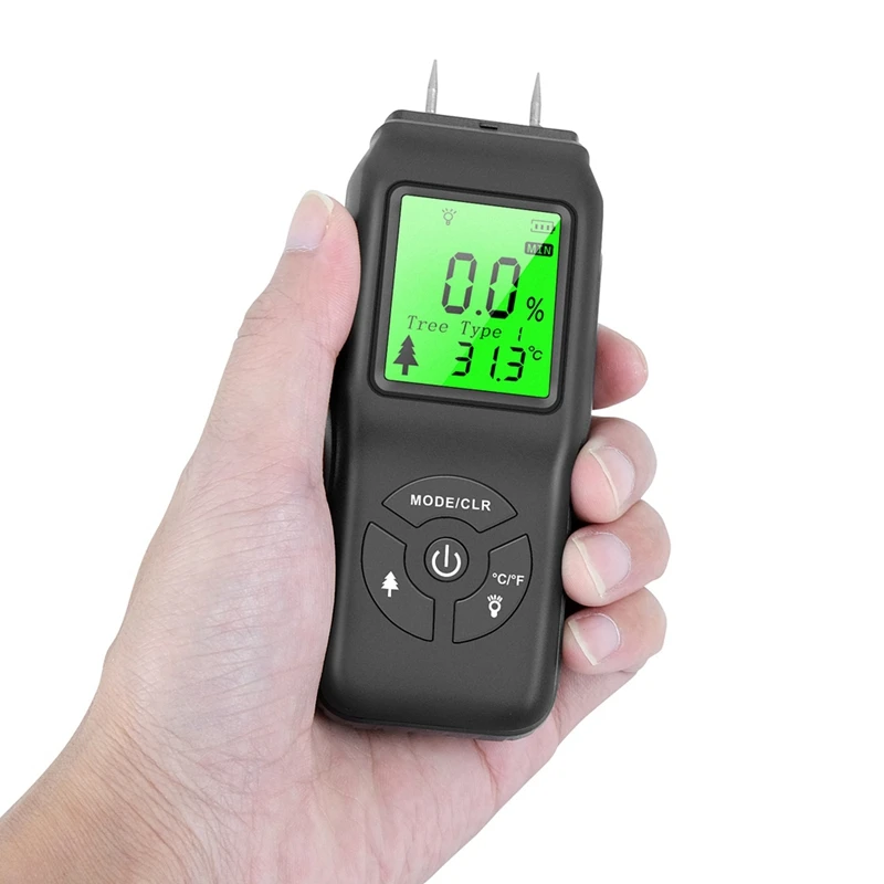 

Two Pins Digital Wood Moisture Meter Materials Humidity Tester Timber Damp Detector With LCD Display