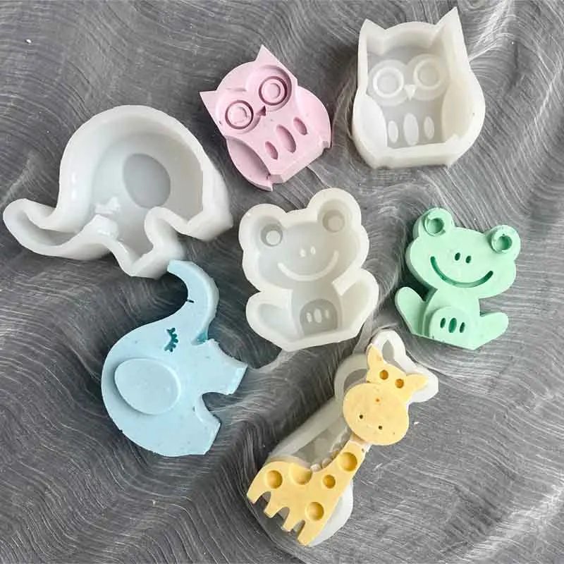 

Frog Elephant Giraffe Owl Silicone Fondant Mold DIY Soft Pottery Clay Aromatherapy Gypsum Candle Soap Mould Plaster Resin Molds