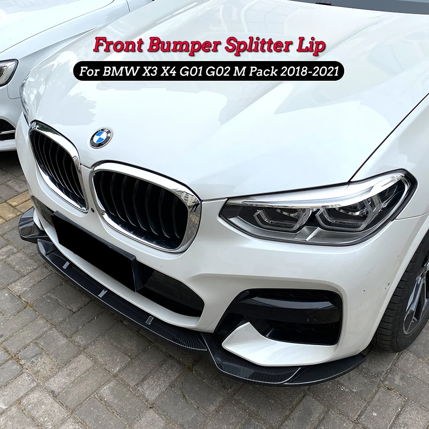 

Front Bumper Lip Spoiler Protection Diffuser Cover Deflector For BMW X3 X4 G01 G02 M Pack 2018 2019 2020 2021 Body Kit Tuning