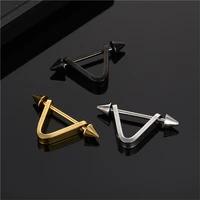 1pair gothic bow arrow earrings for women men charms y2k stainless steel studs earrings triangle piercing ear hoop punk jewelry