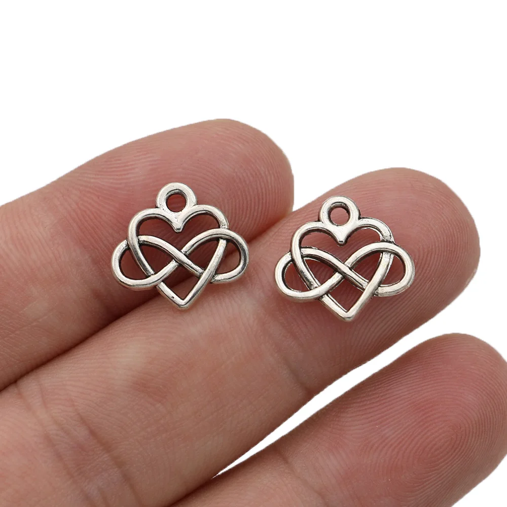 

10PCS Antique Silver Plated Heart Infinity Charms Pendants for Jewelry Making Necklace DIY Earrings Handmade Craft