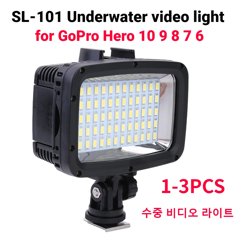 

SL-101 40M Waterproof Underwater Diving Camera Light 5500-6000K 1800lm Video Fill Light for SLR Camera for GoPro Hero 10 9 8 7 6