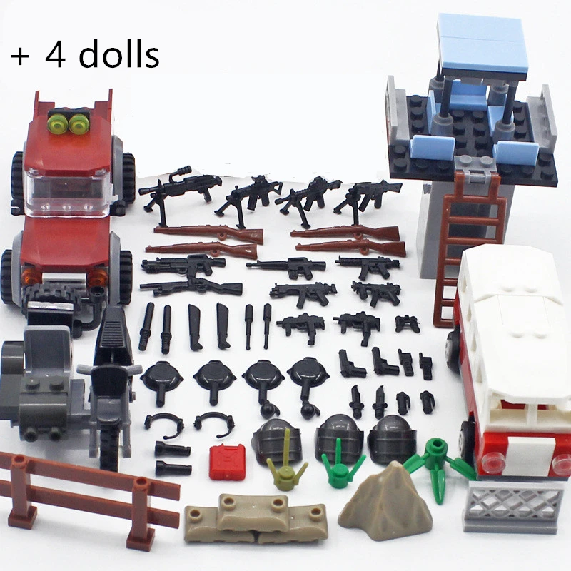 4 в 1 Военная Победитель цыпленок ужин A3 снайперская винтовка спецназ оружие 98K