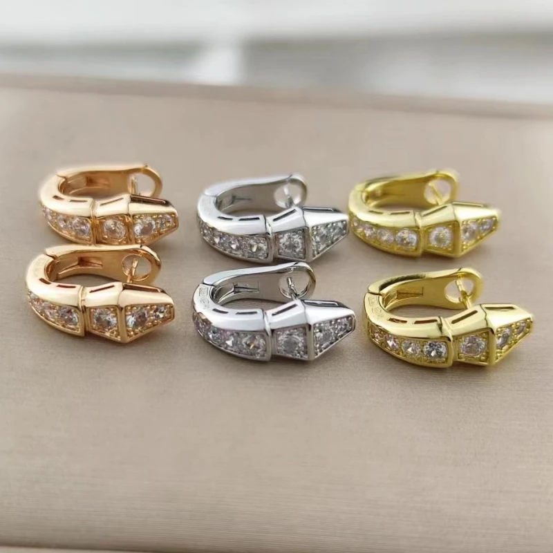 

New S925 Sterling Silver Gilded European And American Luxury Snake Shaped Earrings Temperament Women Fashion Brand Jewelry Gifts
