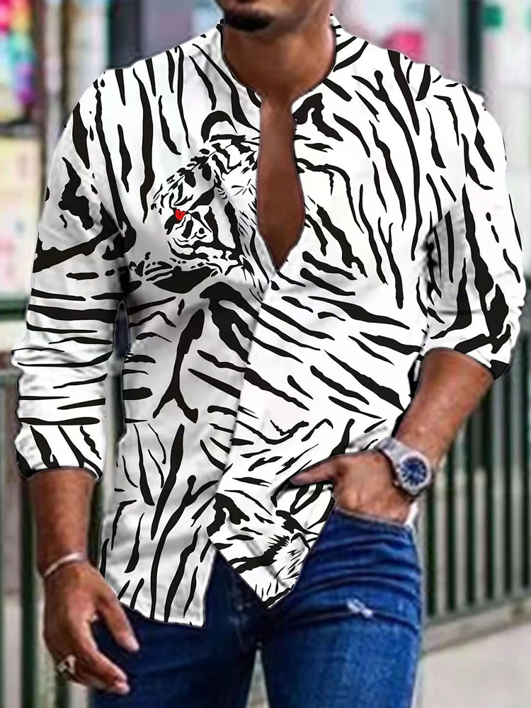 New Spring Summer Men Linen Shirt Color Ink Tops Casual Streetwear Turn-down Collar Button Long Sleeve Pullover Shirt Blouse