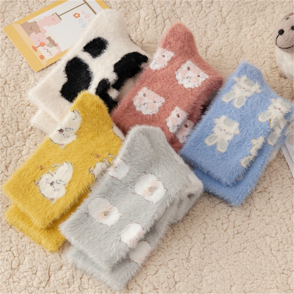 

Новый мягкий теплый зимний женский мультяшный животный яйцо кошка динозавр норковая флисовая модель высокого качества Домашний напольный Сокс для сна