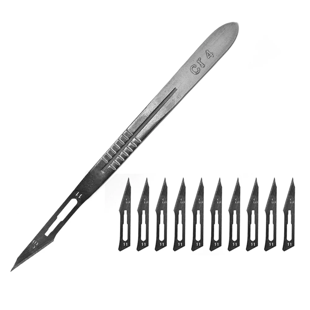 

Carbon Steel Carving Blade With 3# 4# Handle Engraving Craft Non-Slip Cutter Knife With Box Portable Metal Scalpel Cutting Tool