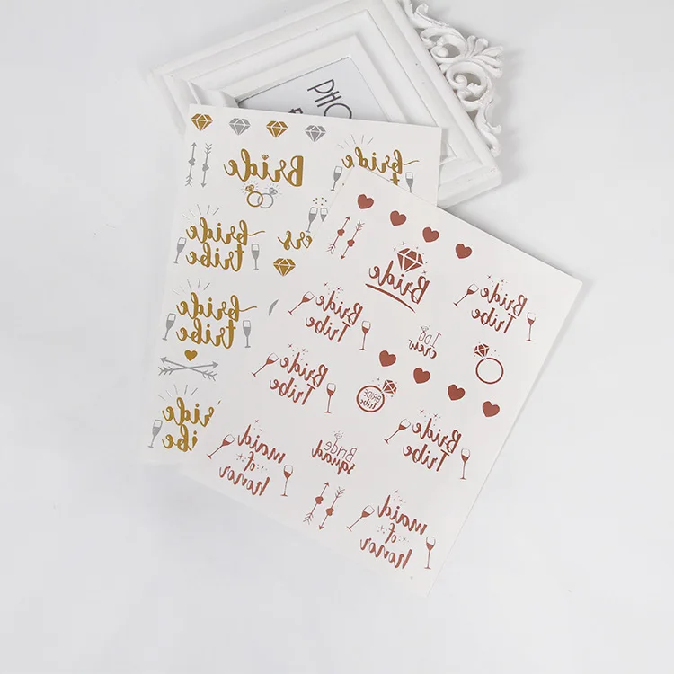 Команда надпись «Bride Tribe» Flash, временная татуировка, золотистая, серебристая, женская, девичник, подружка невесты, свадебное украшение