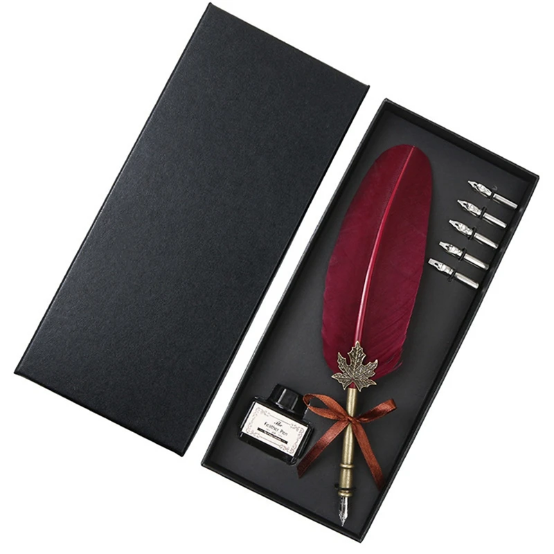 Каллиграфическая гусиная ручка с перьями набор чернил для письма подарочная