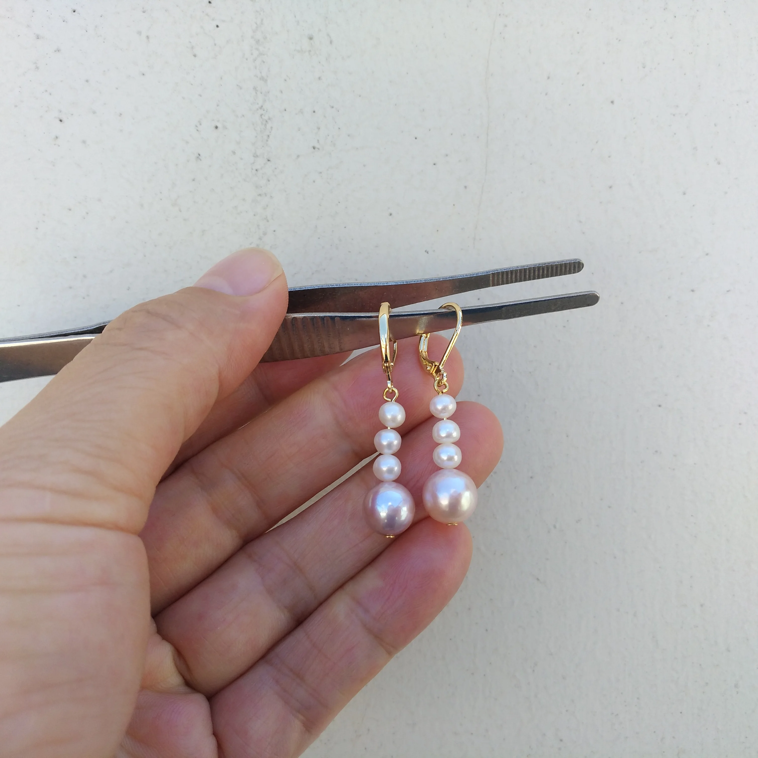 Великолепные серьги AAA + South Sea 4-7 мм плоские белые фиолетовые жемчужные 14k золото P