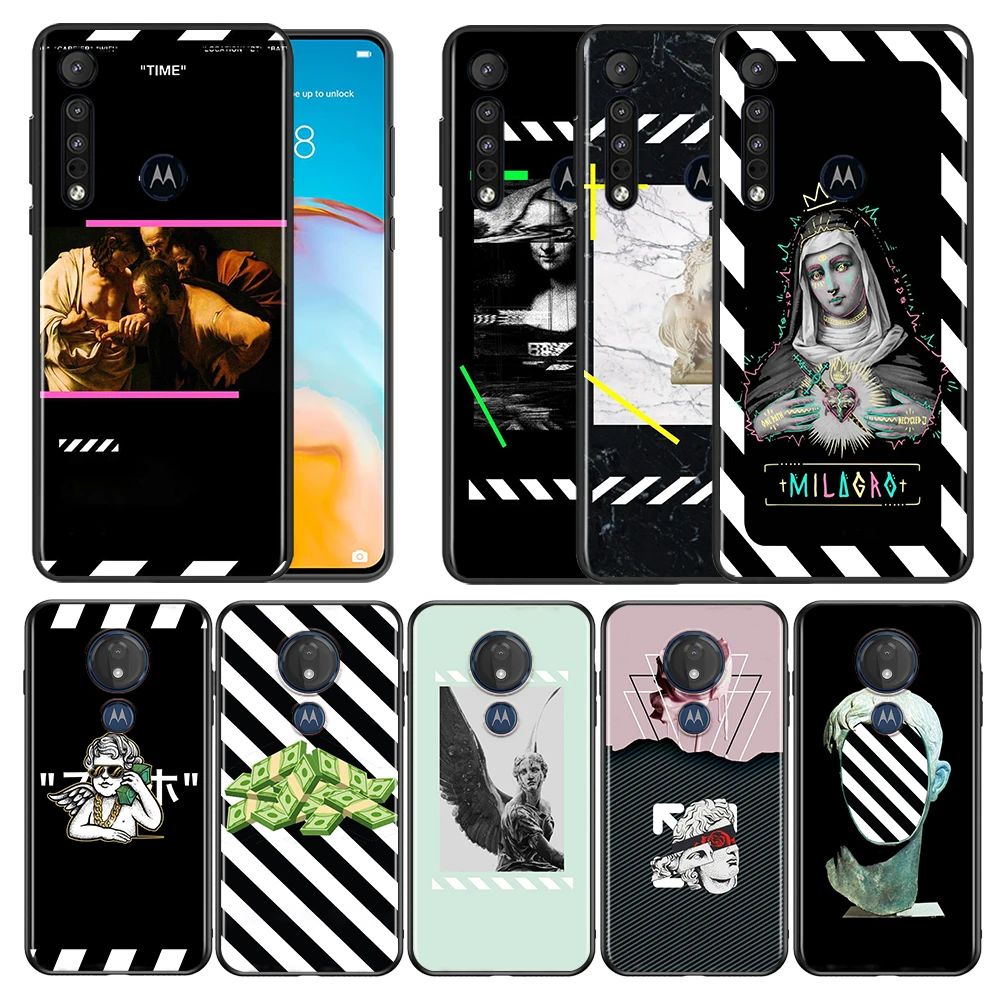

Of Fashion Whitpainting for Motorola G9 E7 G G8 E6 Plus Play Power Lite Edge 5G One Fusion Hyper Stylus Black Phone Case