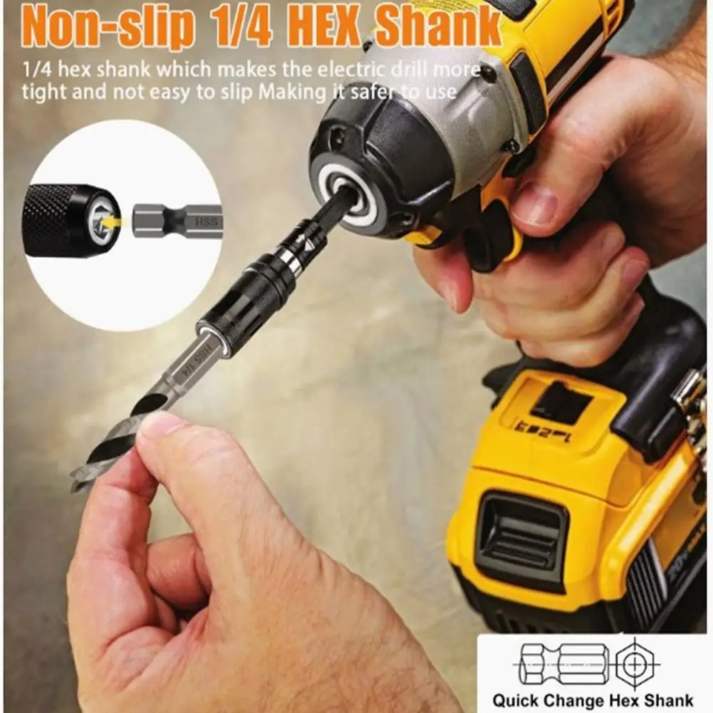 

6pcs 1/4 Hss Twist Drill Bit Set High Speed Steel Hex Shank Rotary Tool Non-slip Hexagonal Handle For Masonry Glass Bricks Wood