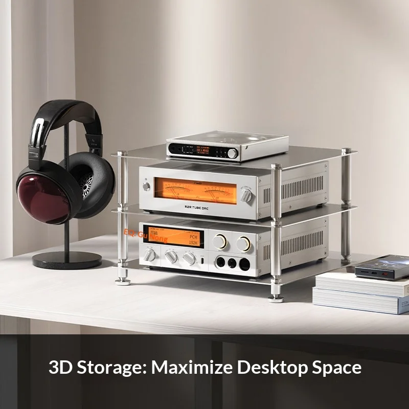 Фото Модульная настольная стойка FiiO для CD-декодера и Hi-Fi усилителя, разборная, черно-серебристая №5